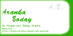 aranka boday business card
